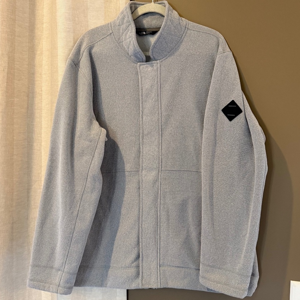 The North Face Men's Gray Fleece Zip & Button Snap Up, Size XXL